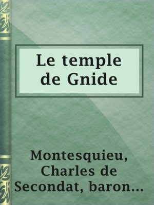 cover image of Le temple de Gnide